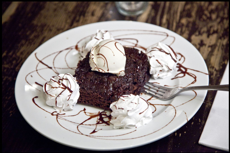 Food photography: chocolate dessert on a plate