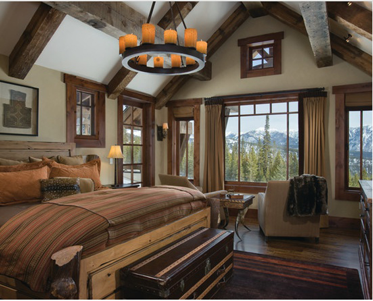 Bedroom photographed with warm light