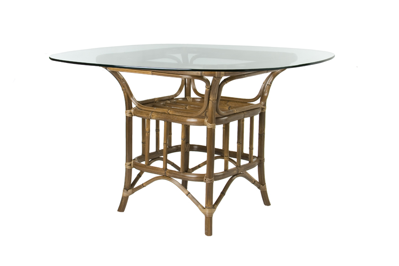 Product photo of a glass-top table on white