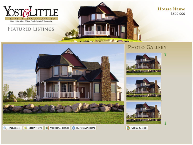 Real estate website featured listing design