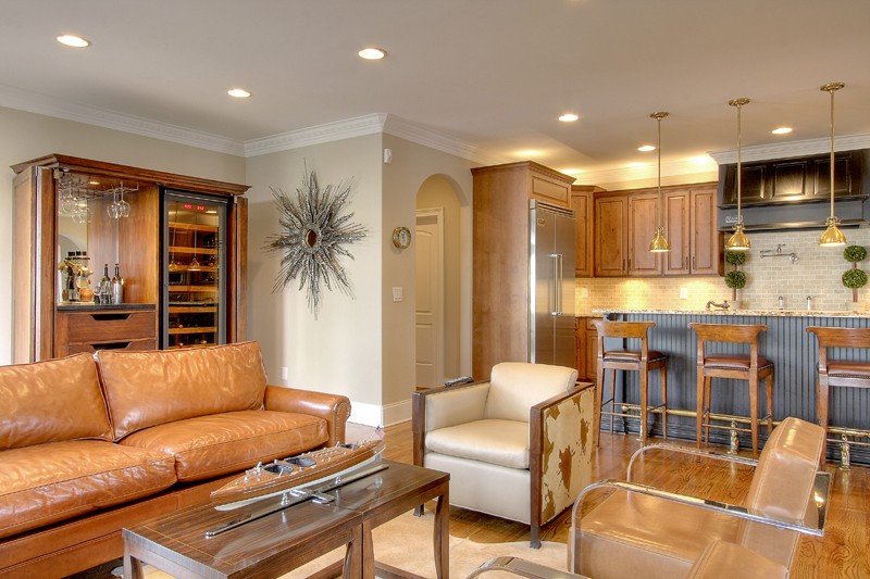 Open kitchen and living area, decluttered